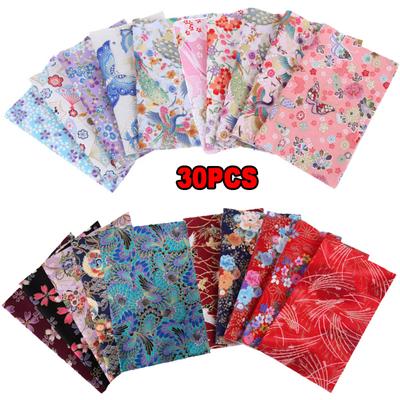 30Pcs Japanese Printed Cotton Fabric DIY Needlework Dress Patchwork Cloth Quilting Handmade Sewing Home Textile Material 20*25cm