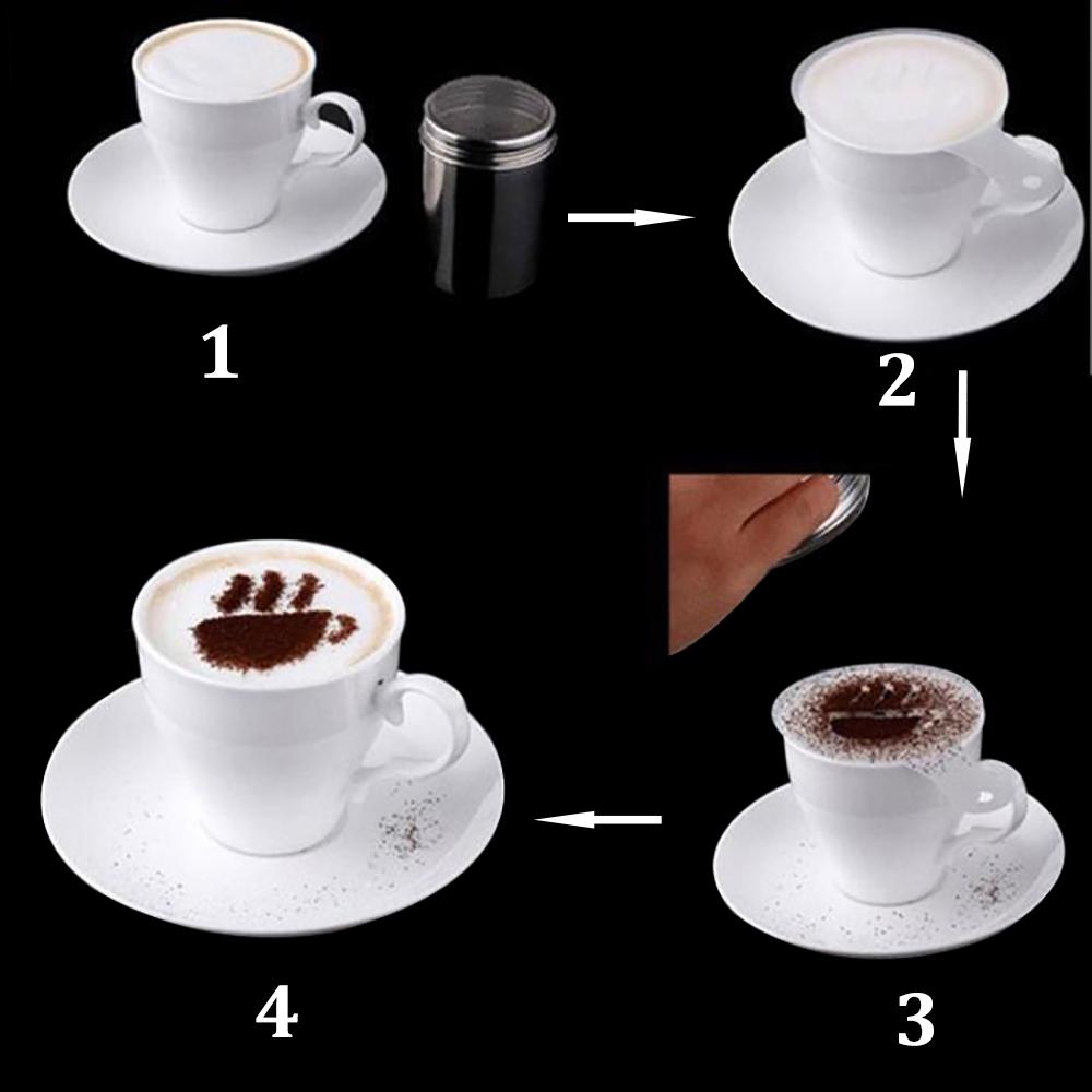 16PCS Coffee Stencils Fancy Coffee Printing Model Milk Cake Stencils Cappuccino Mold Cake Drawing Mould Home Kitchen Supplies