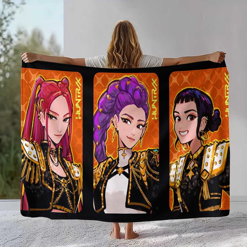 

K-Pop Demon Hunters Golden Saja Boys Flannel Blanket,Ultra Soft Warm Plush Throw for Home Bedroom Bed Sofa Cover Office picnic 75x90cm