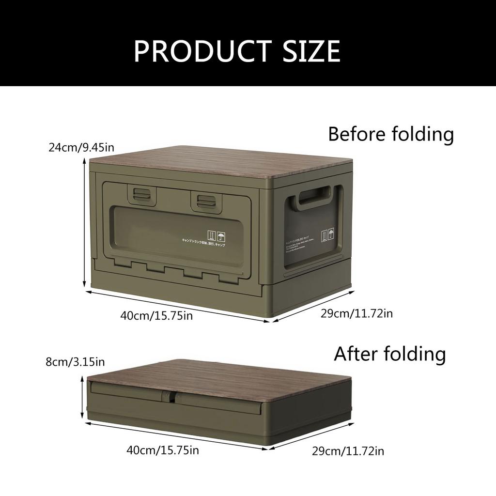Large Capacity Camping Organizers Box Large Capacity Outdoor Storage Chest Waterproof Container with Wood Top Cover
