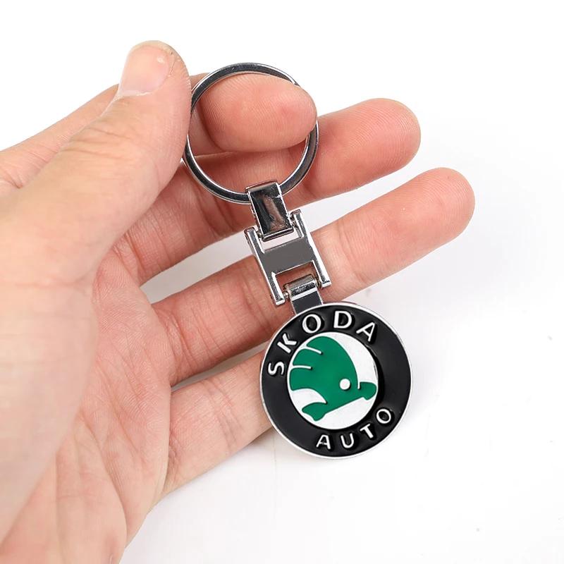 Car Sticker Car Emblem Keychain Styling Key Ring Accessories For Skoda Octavia Kodiaq Fabia Superb Yeti Enyaq Rapid Kamiq Karoq
