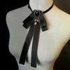 Women Pre Tied Bowknot Bow Tie Rhinestone Pearl Ribbon Brooch Adjustable Bowtie Uniform Necktie Women Costume Accessory