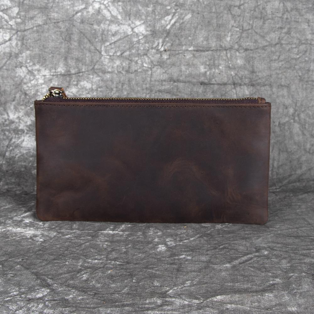 Настоящая коровья кожа мужской женский длинный кошелек с держателями для карт портмоне для мобильного телефона коричневый