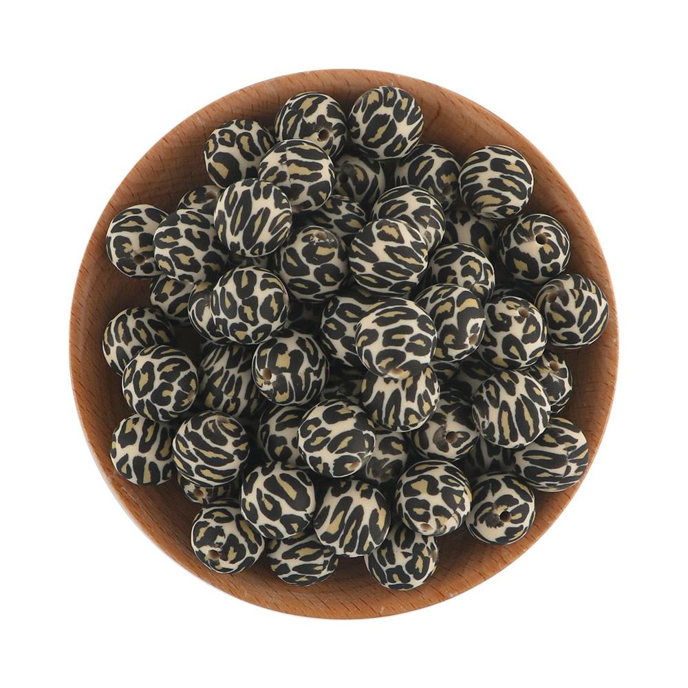 5Pcs 15mm Round Leopard Silicone Printed Beads For Jewelry Making DIY Keychain Necklace Bracelet Jewelry Accessories
