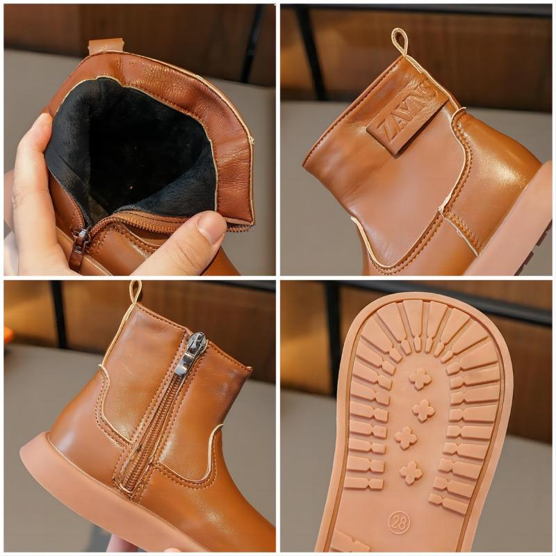 Children's Boots Winter New Velvet Women's Treasure Boots Cotton Boots Fashion Leather Boots Children's Boots Girls' Short Boots