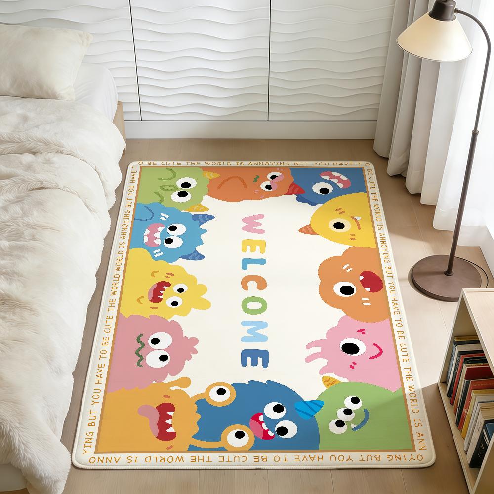 welcome cute cartoon modern doodle Home Bedside Rug Kitchen Bath Floor Mat Hallway Balcony Carpet Entrance Doormat hogar Decor