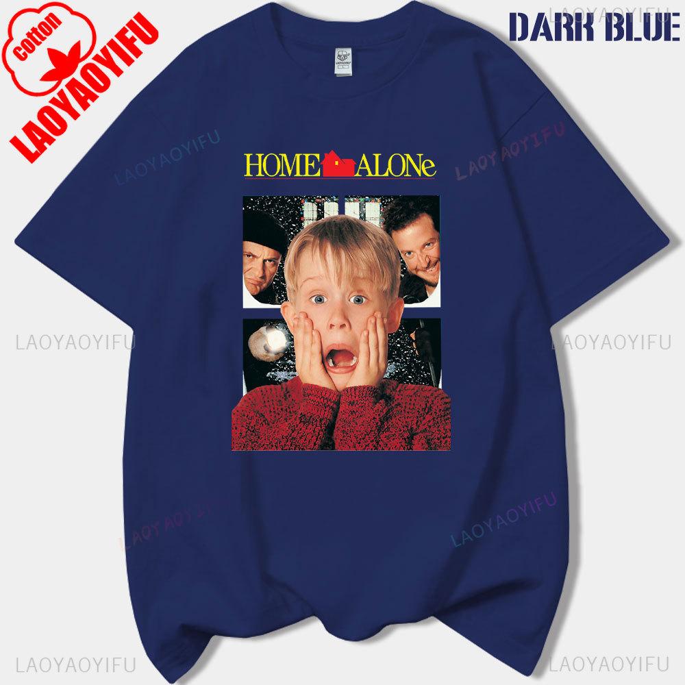 Vintage Classic Funny Home Alone Macaulay Culkin Movie Printed Tshirt Woman Man Merry Christmas Cotton Shortsleeved Tshirt