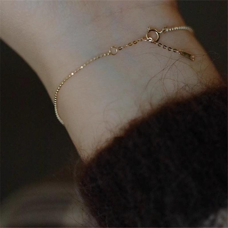 925 Sterling Silver Trendy Plated 14K Gold Bracelets Exquisite Beads Link Chain Adjustable Bracelet For Women Jewelry
