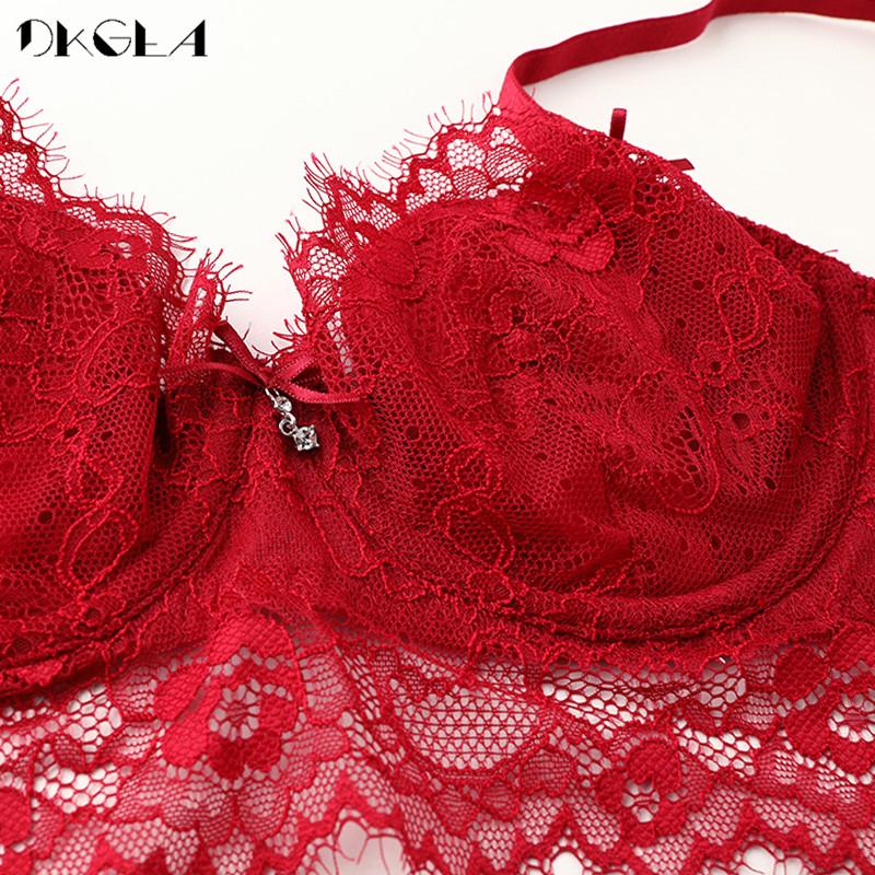 DKGEA Sexy Bra Plus Size Women Underwear Set Lace Transparent Brassiere