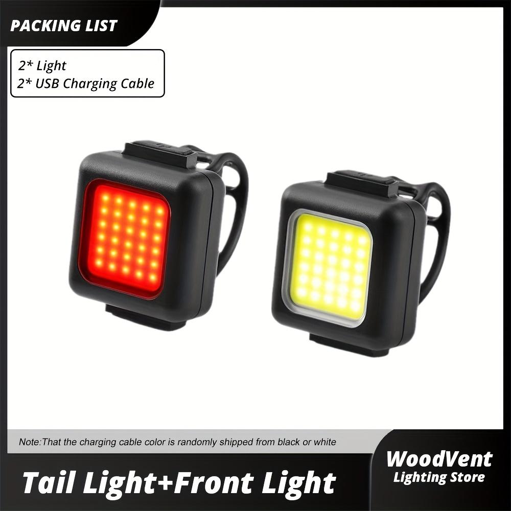 USB Rechargeable Bike Light Set, White Front & Red Rear LED Bicycle Lights, Portable Safety Flashlight for Cycling