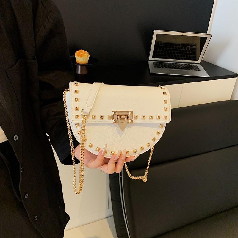This year's popular small bag 2025 new Korean version fashion rivet shoulder bag women's versatile chain saddle bag tide