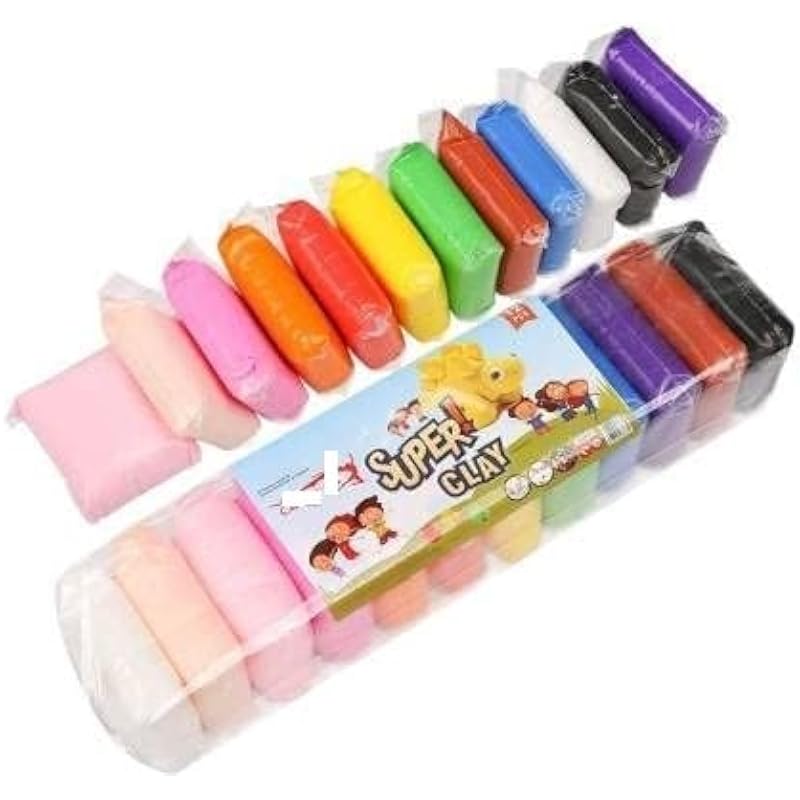 Eclet (Pack Of 12) Air Dry Clay, Colorful Children Soft Clay, Creative Art Crafts, Gifts For Kids-Multi Color. Non-Toxic