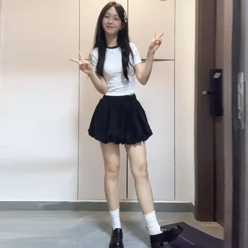 

Черная юбка-бутон для женщин на лето, новая юбка А-силуэта с высокой талией, пышная, французский балетный стиль, юбка-торт S чёрный