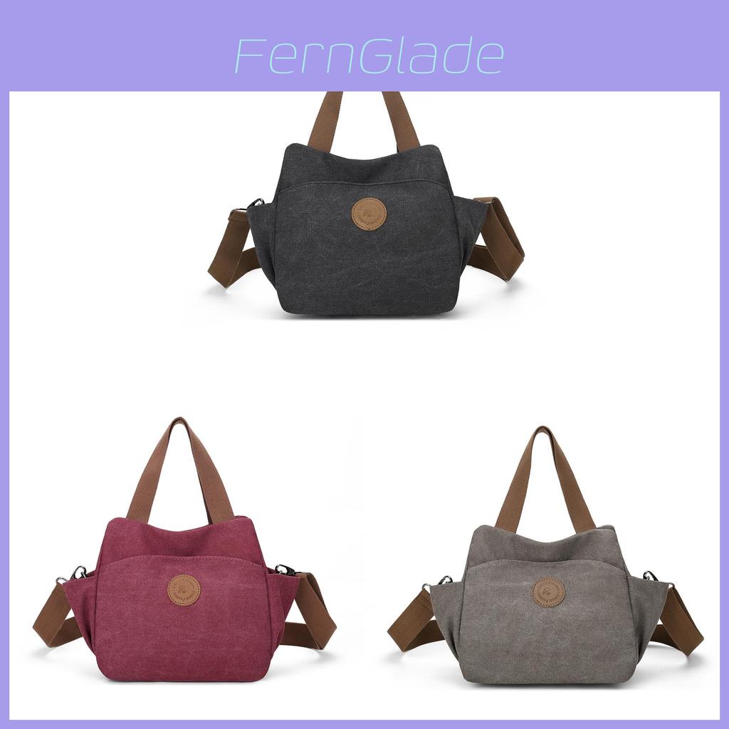 Vintage Canvas Shoulder Bag For Women With Zipper Pockets And Retro Style For Daily Use