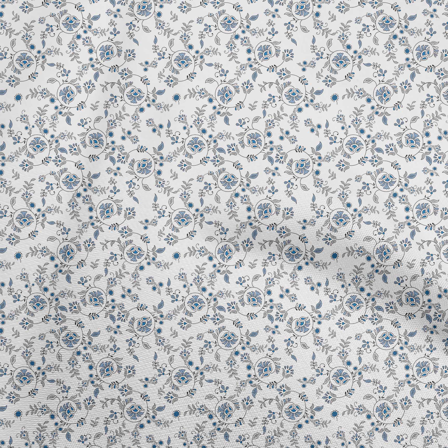 

oneOone Cotton Flex Light Gray Fabric Asian Block Print Sewing Fabric By The Yard Printed Diy Clothing Sewing Supplies 40 Inch 42 Inch Wide - Viscose Chiffon білий