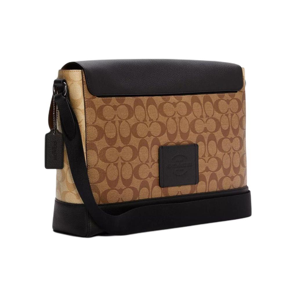 Coach Hudson 34 Classic Monogram Adjustable Shoulder Strap Coated Canvas And Natural Pebble Leather Crossbody Bag Large Men Crossbody Bag C6079-QBT5K
