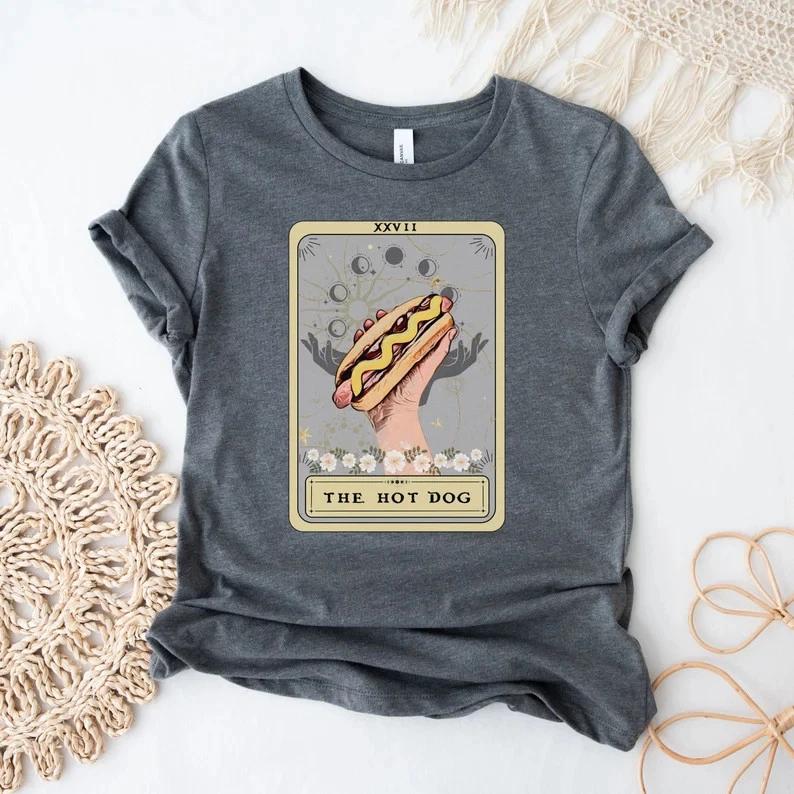 Hot Dog Tarot Card Shirt, Hot Dog Shirt, Funny Hot Dog t- Shirt Hot Dog Lover XL
