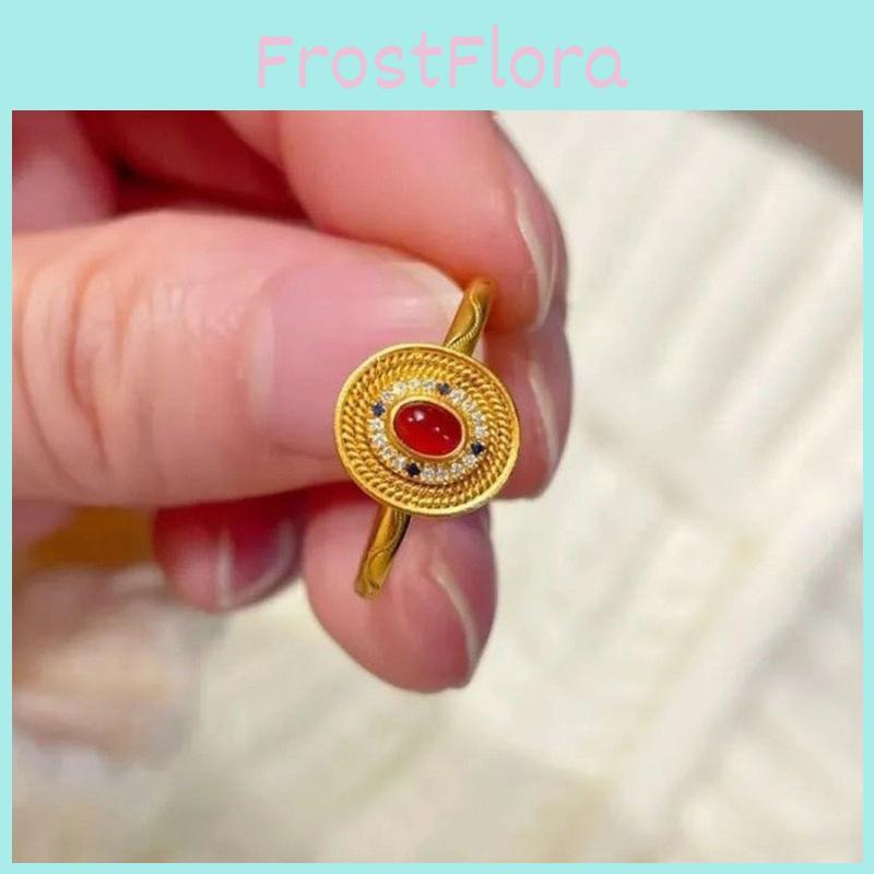 Offener Ring im Vintage-Stil für Damen mit Edelsteininlay Verstellbares Kupferdesign für modische Eleganz