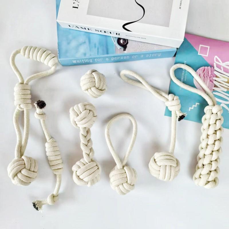 Durable Cotton Rope Dog Chew Toys Set Knot Ball Tug Toy Bone Ring More Small To Large Dogs