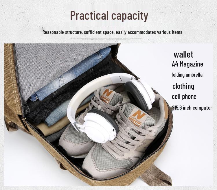 Extra Large Thick Canvas Backpack - Unisex Outdoor Hiking & Travel Bag