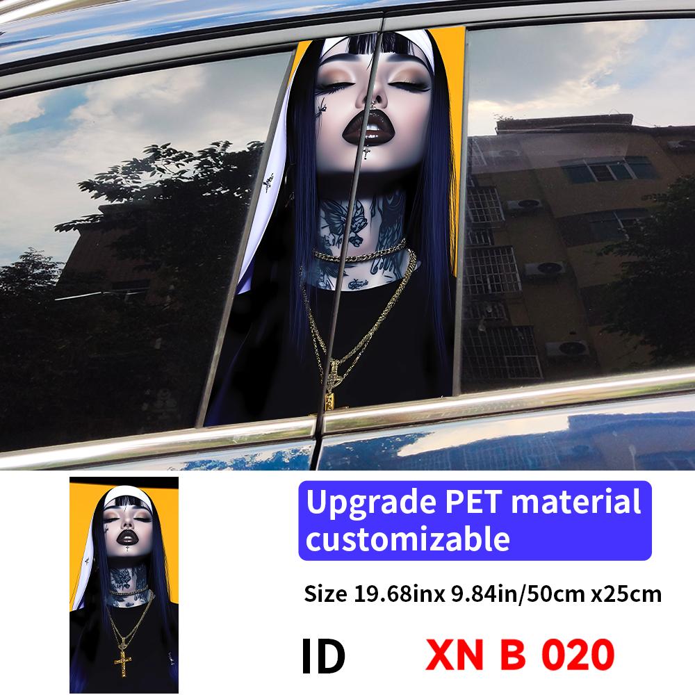 Gothic Nun Sister Car Halloween Sticker Auto B-pillar Car Center Column Decor Cover Scratches Waterproof Vinyl Decal Accessories