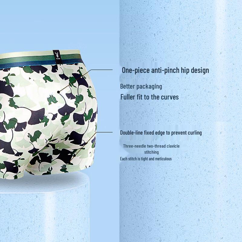 PLAYBOY Men's Antibacterial Ice Silk Camouflage Boxer Briefs 4-Pack