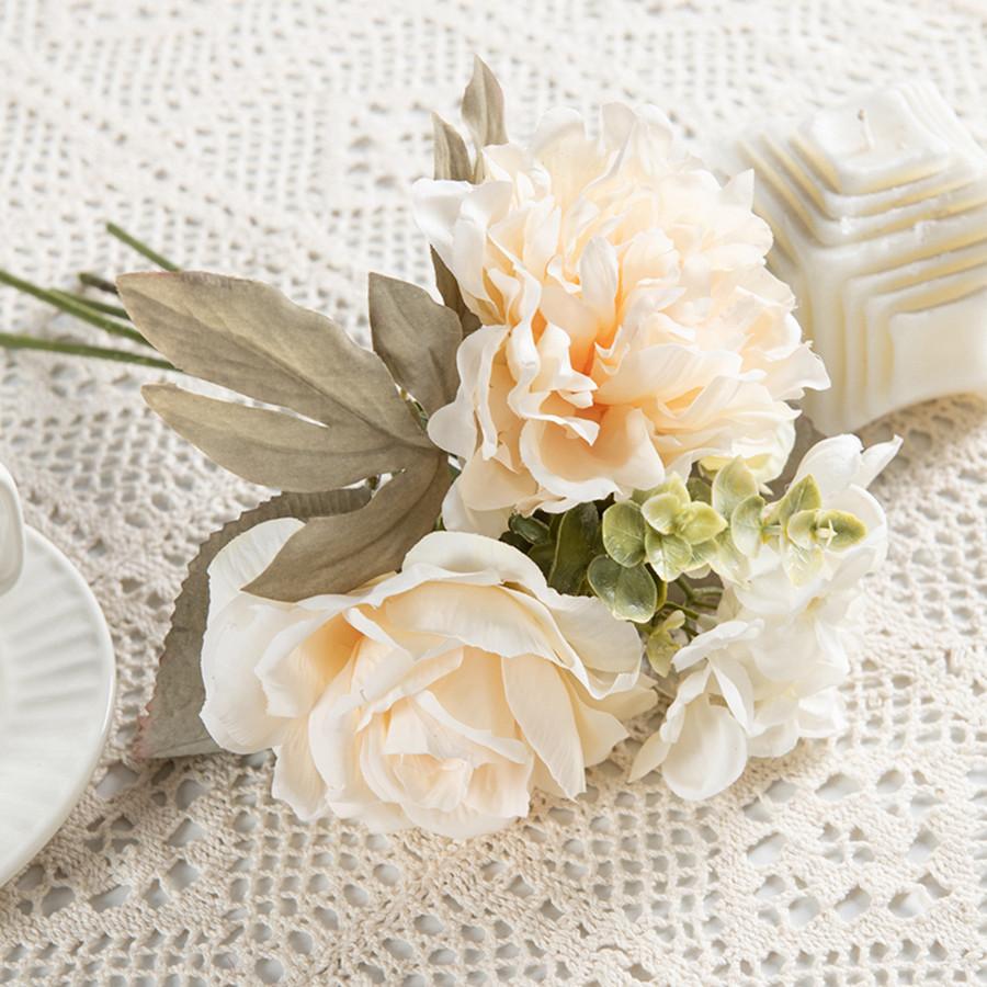Artificial Flowers 5 Branches Silk Peony Roses Combination Home Room Decora Bridal Bouquet Wedding Wreath Accessories DIY Gifts