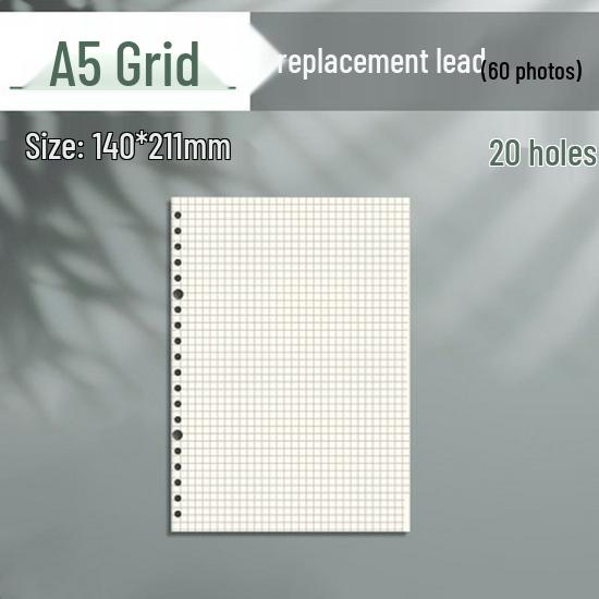 B5/A5 Refillable Loose-Leaf Notebooks - 26/20 Hole Detachable Paper, Horizontal Line & Grid for Postgraduate Entrance Exam Note-Taking.