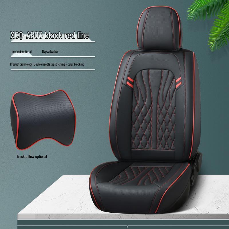 All-Season Nappa Leather Car Seat Cushion - Breathable, Perforated Universal Cover