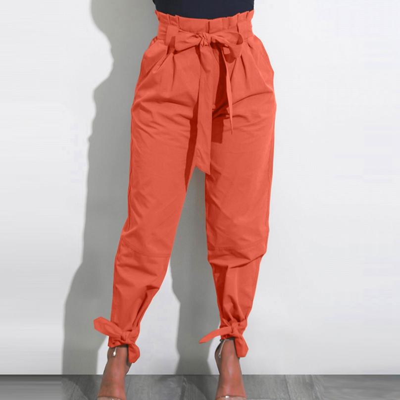 Women Long Harem Pants Comfy Elastic High Waisted OL Style Pencil Trousers 4 Colors