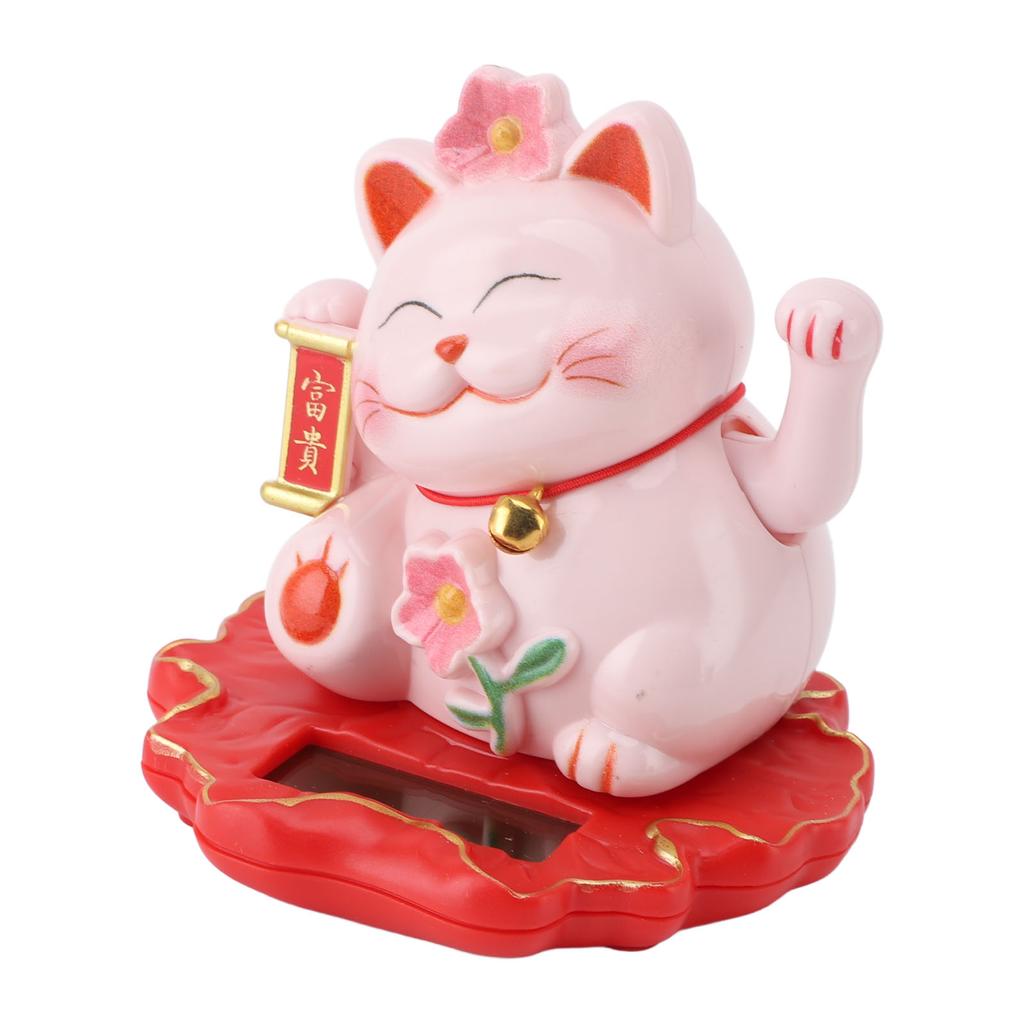 Lucky Cat Waving Arm Ornament ABS Solar Powered Light Induction Wealth Welcoming Cat Decoration for