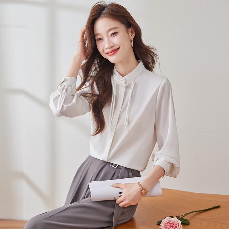 Women s New Chinese Style Button-Down Long Sleeve Shirt 2XL