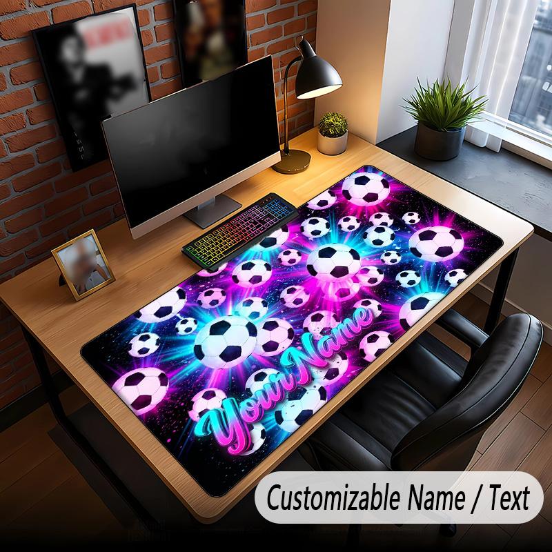 Soccer Theme Custom Mouse Pad Personalized With Name Text Customized Desk Mat For Office Home Decor