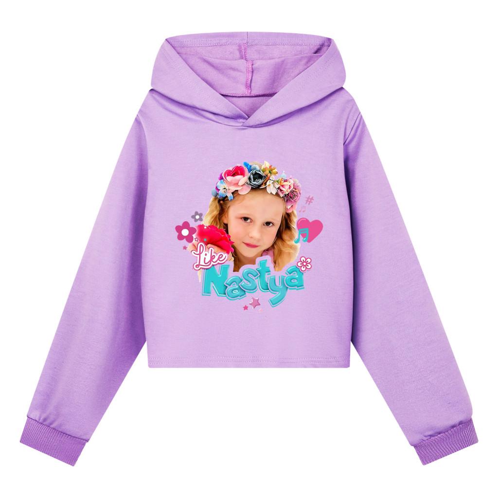 5556 Multi-color Kids Girls Nastya Printed Casual Long Sleeves Hoodies 110cm фиолетовый