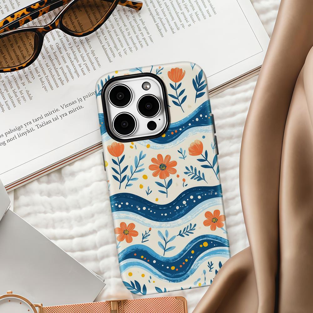 Ocean Florals Phone Case for IPhone 17 16 15 14 13 Pro Max Plus for Magnetic Single Double-layer Tough Case