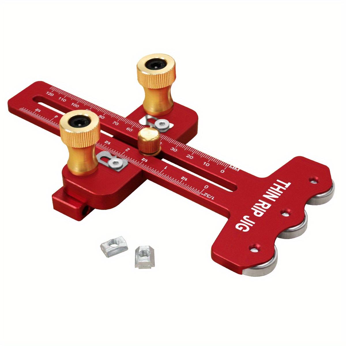 

Thin Rip Table Saw Jig - 3 Pulleys Thin Rip Jig for Making Repetitive Narrow Strip Cuts, Table Saw Guide Fits for 19 and 30 Slot 1Pc червоний