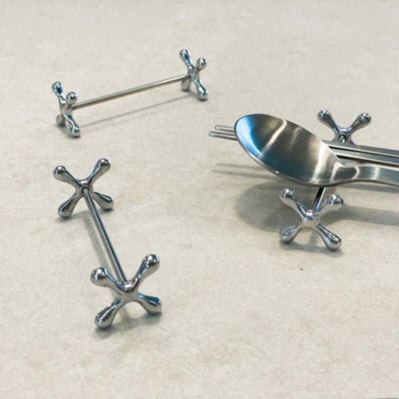 Silver Stainless Steel Dumbbell Cutlery Spoon Rest