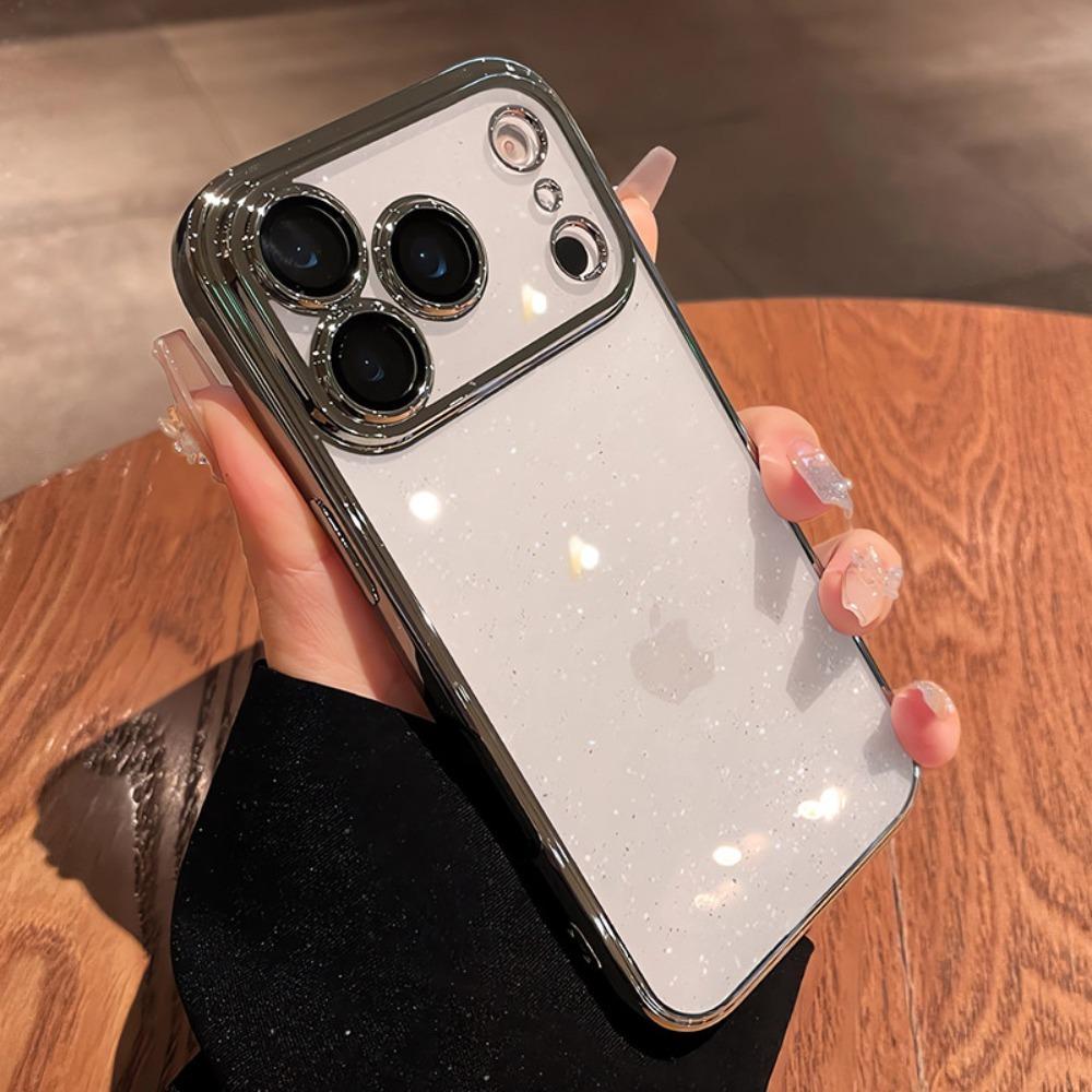 Transparent Glitter Phone Case For For Iphone 17 16 1 14 13 Pro Max 17Pro Air Pating Bumper Lens Protection Clear Back Cover