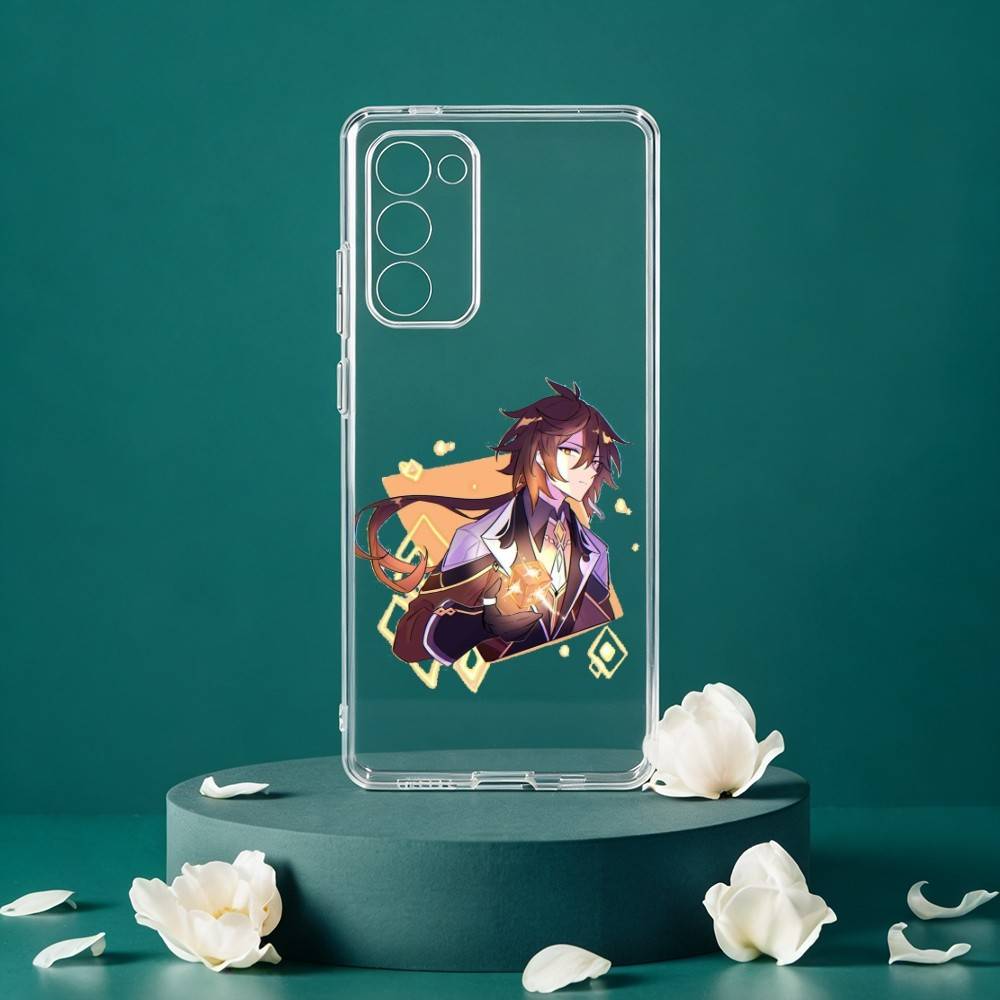 Custodia per Telefono Zhongli Genshin Impact Per Samsung Galaxy S24 S25 S23 S22 S21 Plus S24 S25 Custodia Trasparente