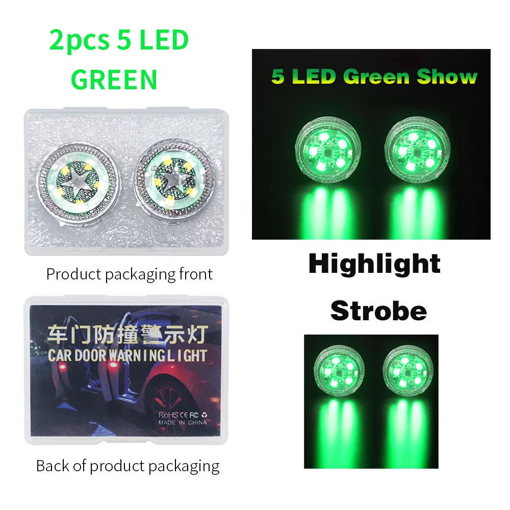 2pcs 5 LEDs Car Door Decorate Light Magnet Induction Openning Door Warning Lamp Safety Indication Anti-Collision Signal Light