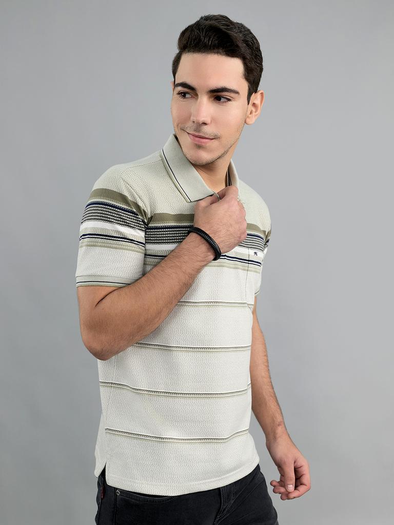 MONTE CARLO Mens Regular Fit Stripes Half Sleeve Polo Tshirt
