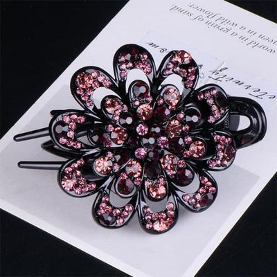 Blumenstil Strass Haarspange Klammer Damen Drei Zinken Entenschnabel Clip Hochsteckfrisur Kopfschmuck Haar