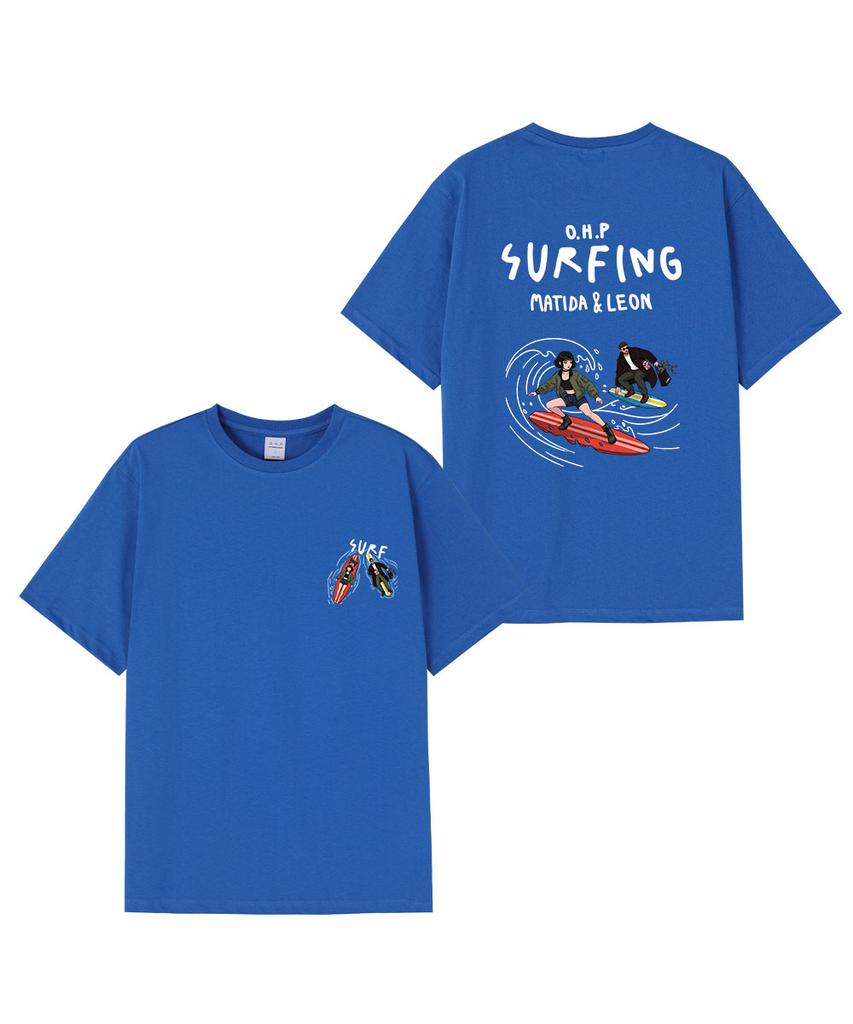 OHP Ohpxquirk Couple Surfing Semi-Oversized Short Sleeve T-Shirt 6 (B Type)
