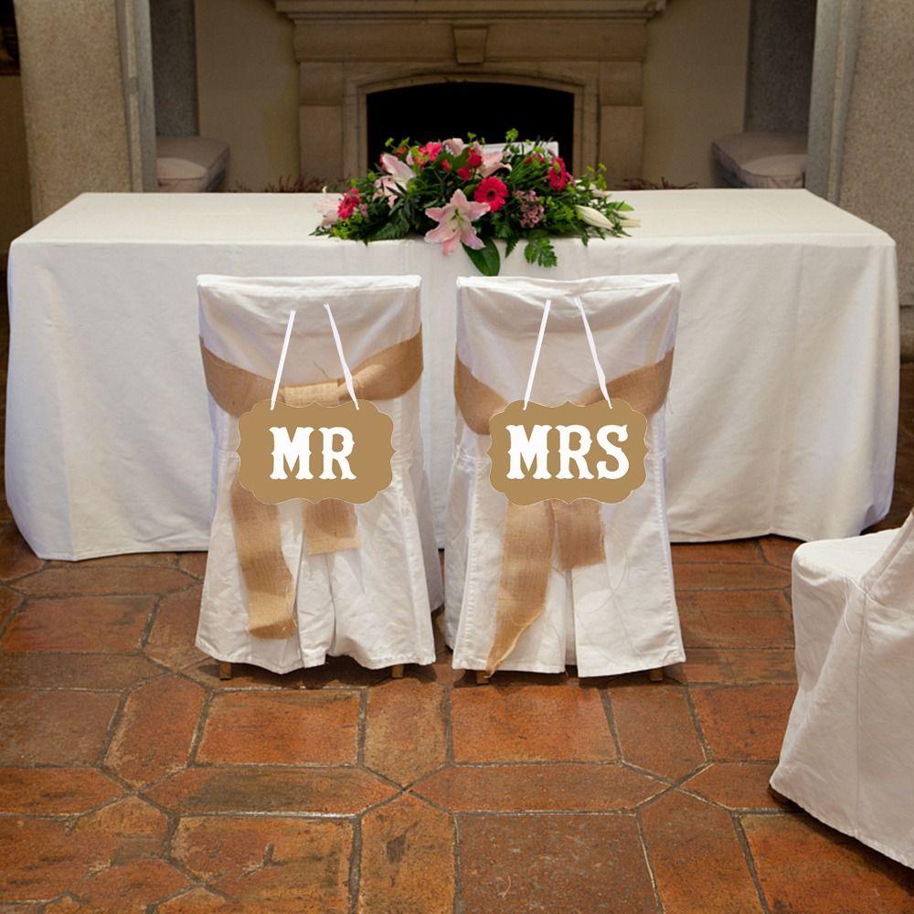 Elegant Wedding Paper Seat Sign Rustic Letter Hanging Sign Mr&Mrs Chair Back Sign  Bridal Shower