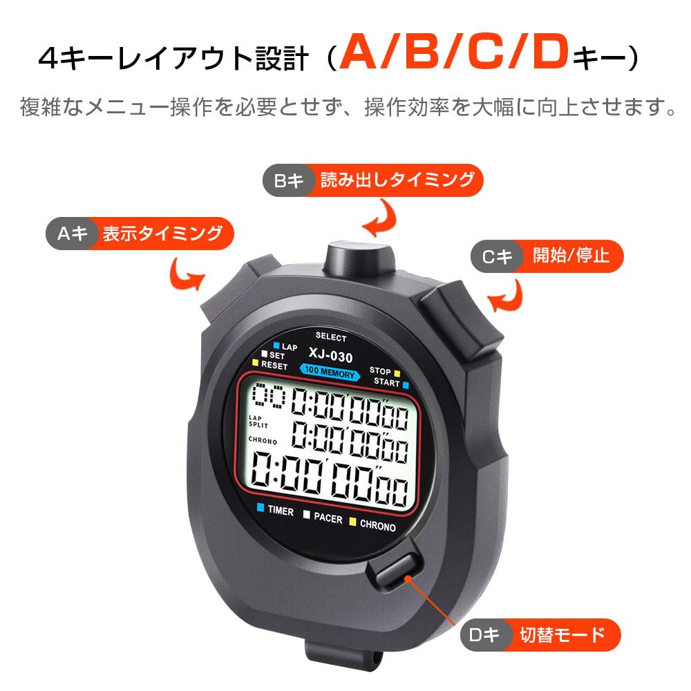 JetWave Digital Stopwatch by Large Second for and with Replaceable Japanese Instruction Manual (Recommended Referees) - Screen, 0.01 Increments,