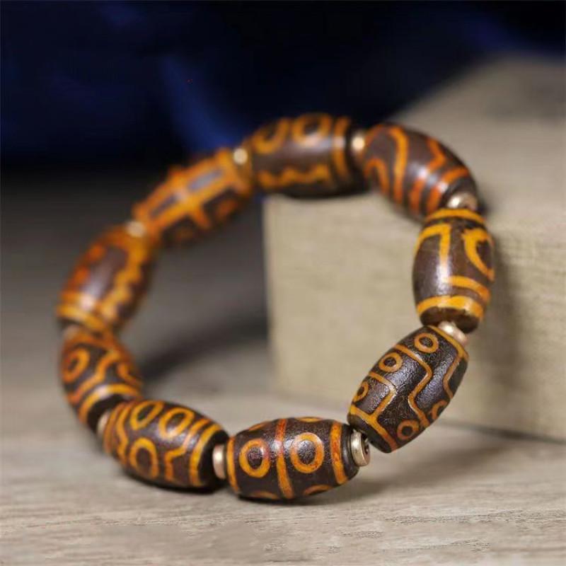 

Старый Агат Один Глаз Девять Глаз Семейный Портрет Браслет Дзи Из Бисера Тибетский Браслет