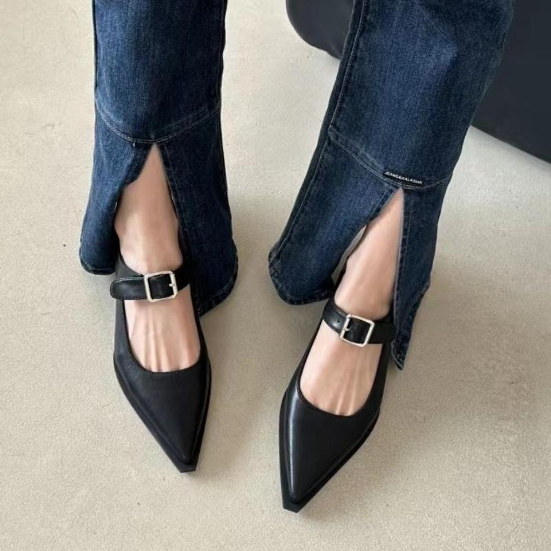 

Модная женская обувь с острым носком на каблуке Элегантные летние новые сандалии 2025 Дизайнерское платье для вечеринки Женская массивная обувь Сексуальные Zapatillas De Mujer 40 чёрный