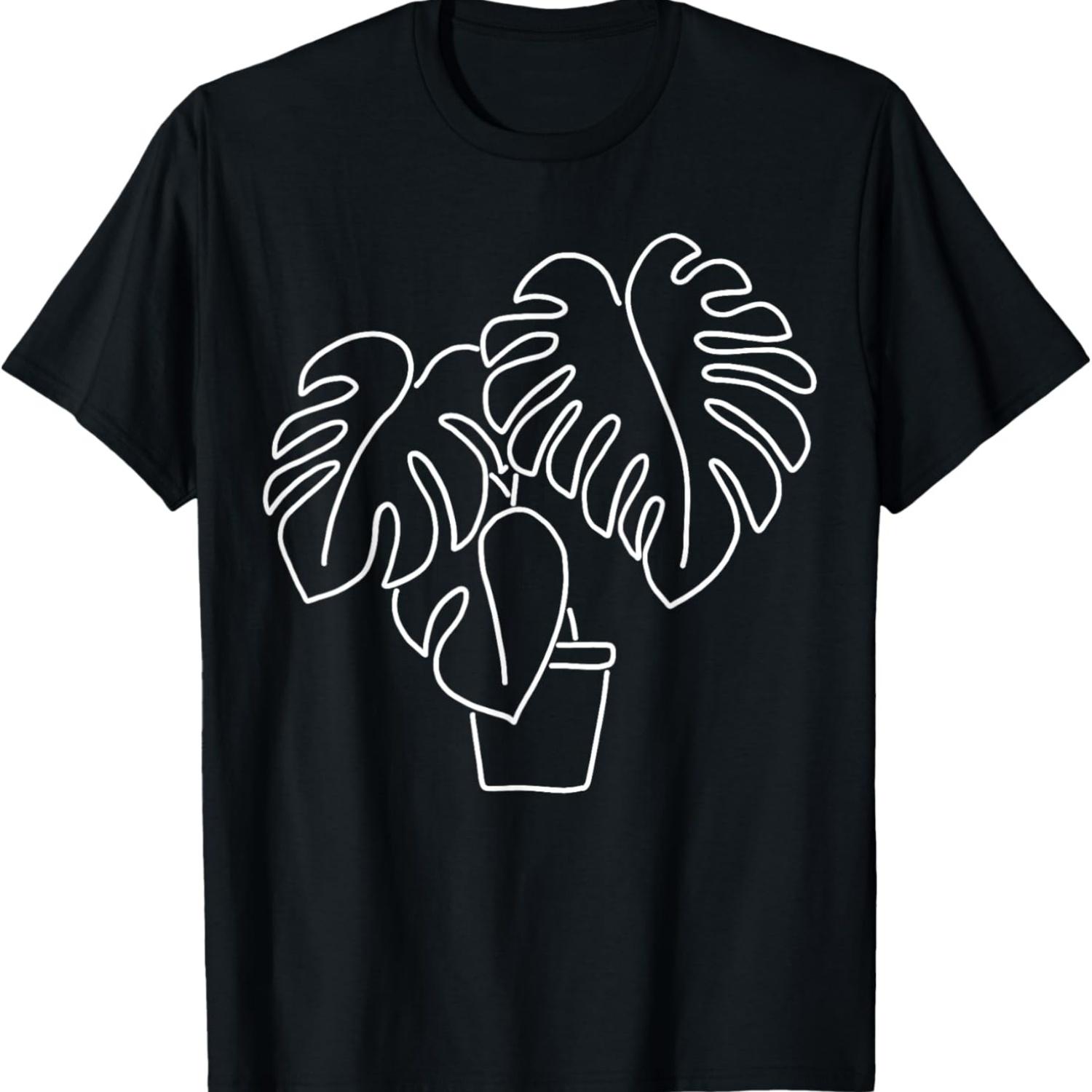 Monstera Plant Botanical Print, Plant Mama Plant Lover T-Shirt S чёрный