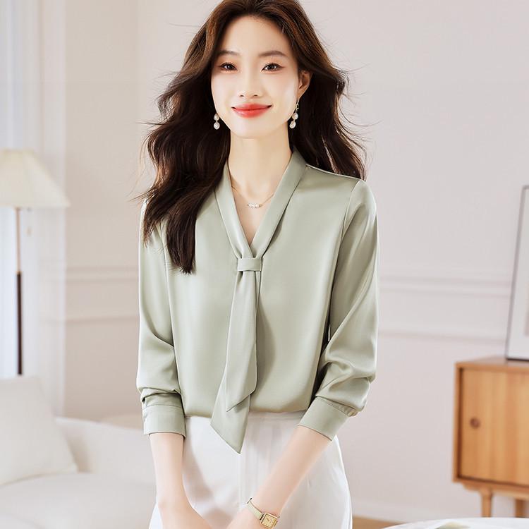

Women s White Long Sleeve Professional Shirt - Elegant Spring/Autumn Wear XL зелёный