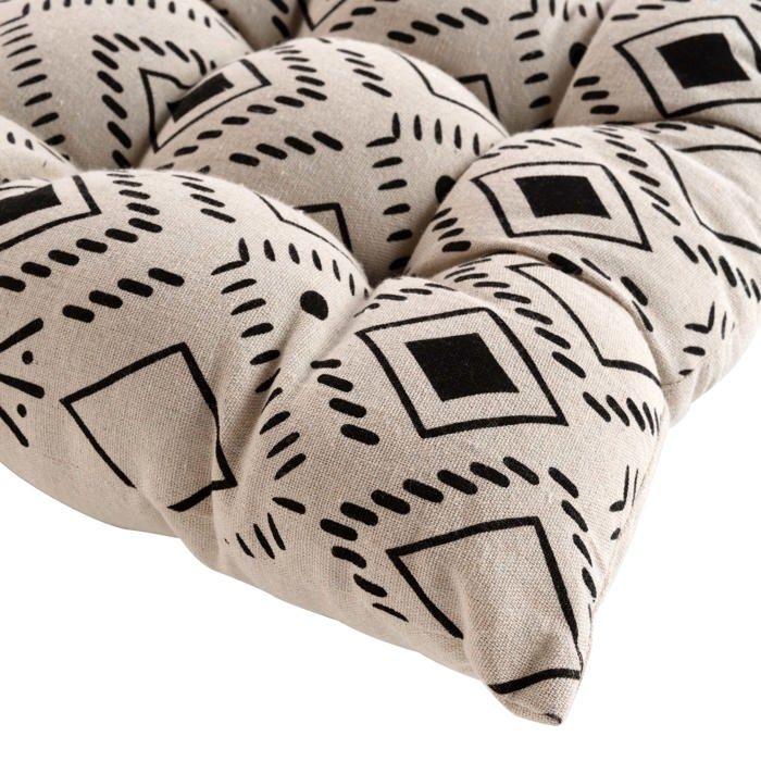 Coussin de sol - EDEN - Modèle long 120x60x8 cm - Matelassé avec poignée - Motif recto/uni verso - Oeko-Tex